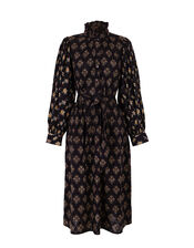 Antik Batik Chino Floral Jacquard Midi Dress, Black (BLACK), large