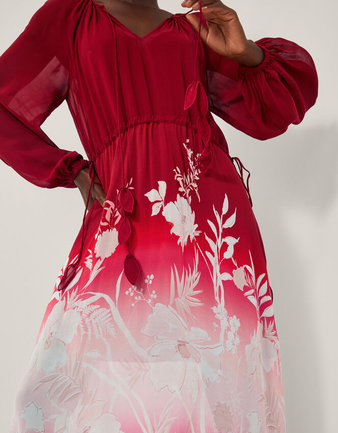Lilian Floral Print Ombré Maxi Dress, Red (RED), large