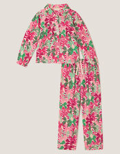 Christmas Bow Print Long Pyjamas Set, Pink (PINK), large