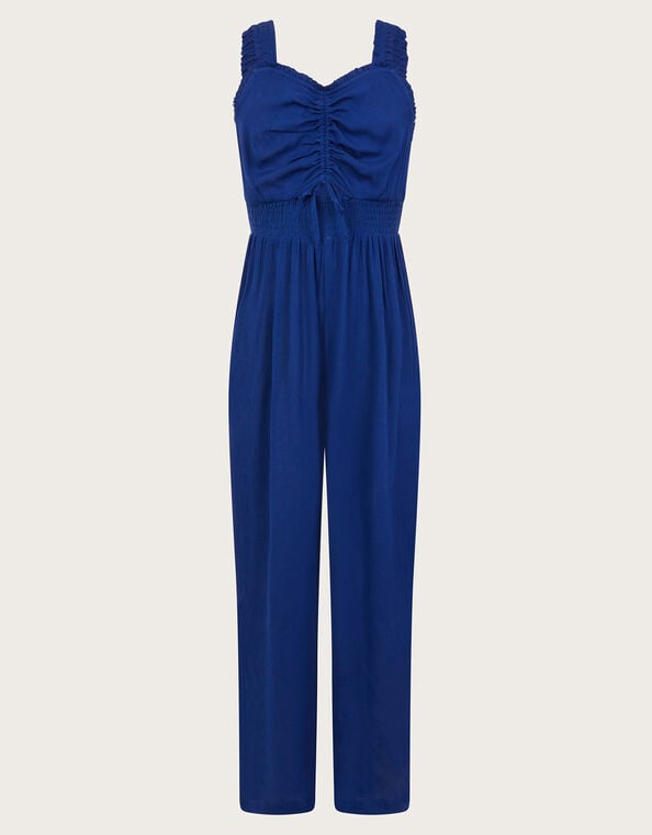 Sleeveless Crinkle Jumpsuit, Blue (BLUE), large