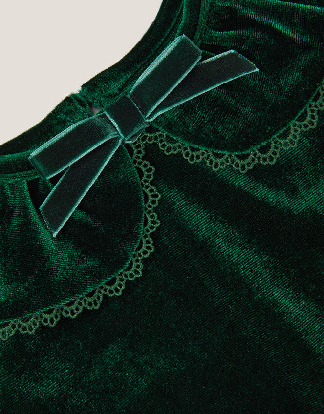 Baby Larisa Velvet Collar Romper, Green (GREEN), large