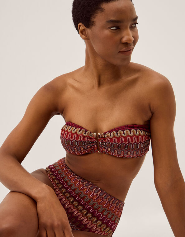 Zaria Crochet Bandeau Bikini Top, Red (BURGUNDY), large