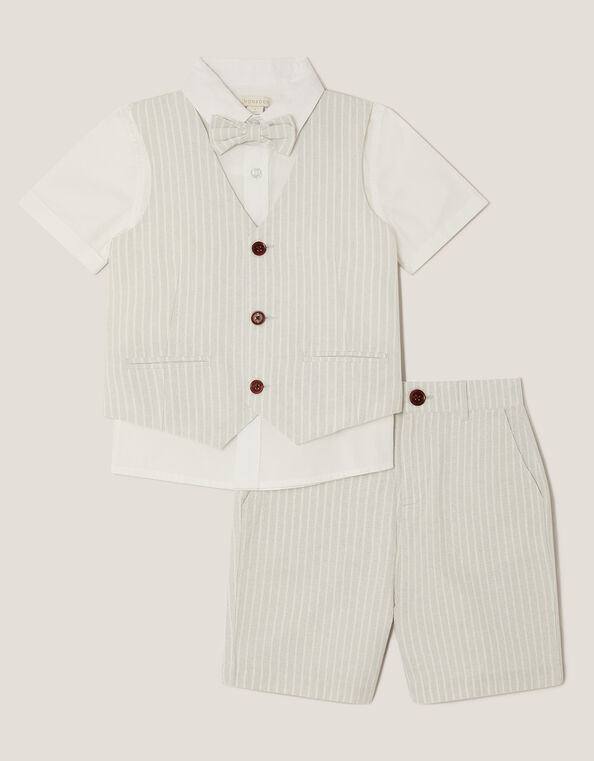 3-Piece Shirt & Waistcoat Set with Bow, Grey (GREY), large