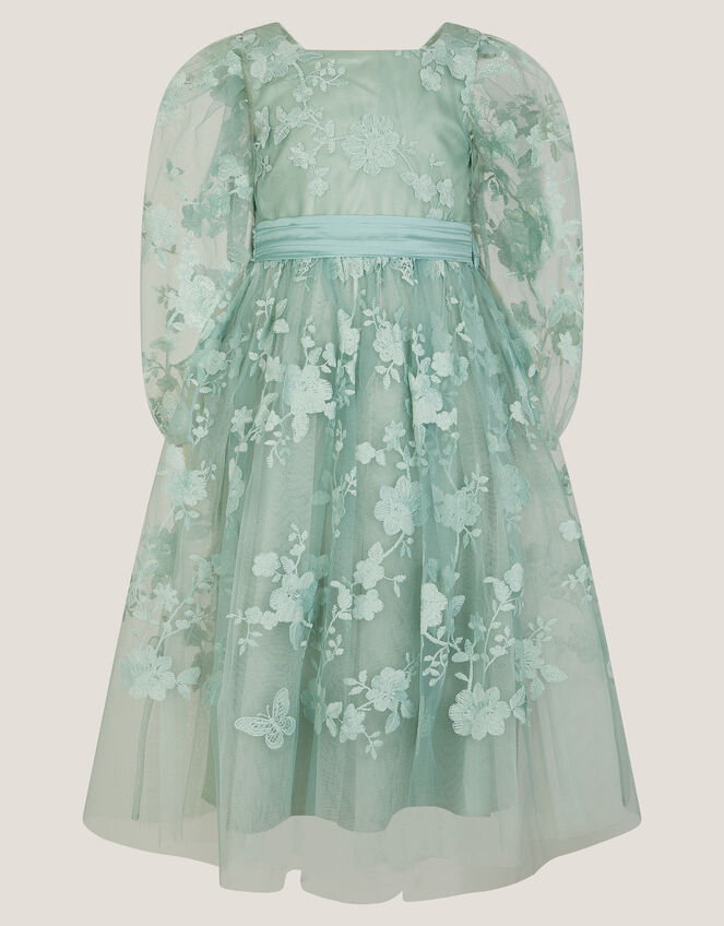 Beatrice Floral Embroidered Party Dress, Green (SAGE), large