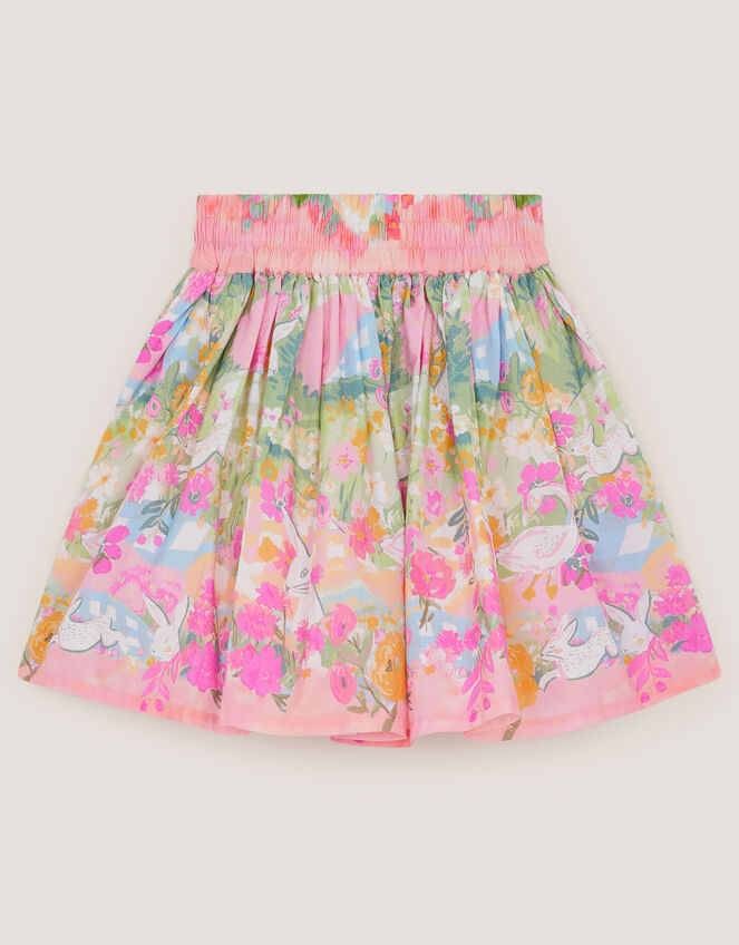 Bunny Print Cotton Skirt, Yellow (YELLOW), large