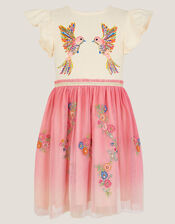 Ombre Embellished Hummingbird Disco Dress, Pink (PINK), large
