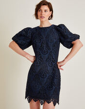 Lila Lace Tunic Mini Dress, Blue (NAVY), large