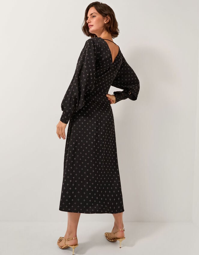 Margo Hotfix Midi Tea Dress, Black (BLACK), large