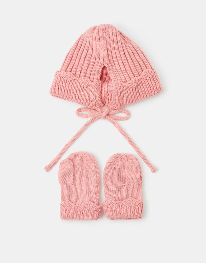 Baby Bonnet & Mitten Set, Pink (PINK), large