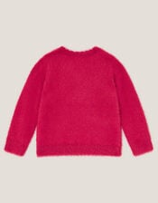 Embellished Tree Fuzzy Christmas Jumper, Red (RED), large