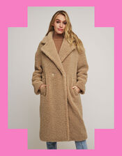 Rino and Pelle Teddy Double-Breasted Coat, Camel (CAMEL), large
