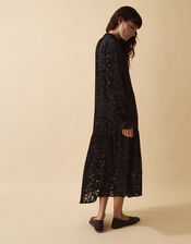 Clemence Gigi Velvet Burnout Maxi Dress, Black (BLACK), large