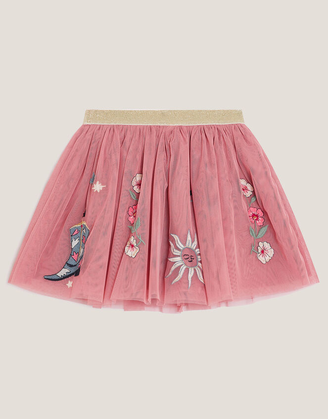 Cowboy Embroidered Tutu Skirt, Pink (PINK), large