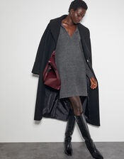 Nora Collared Mini Jumper Dress, Grey (CHARCOAL), large