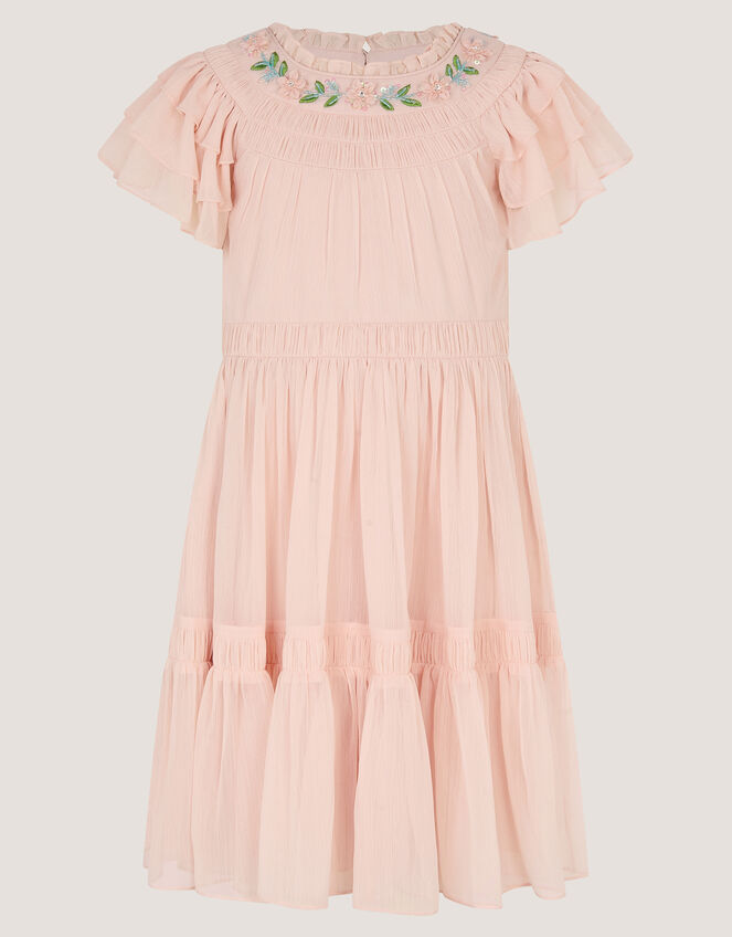 Carmen Embellished Collar Tiered Dress, Pink (PINK), large