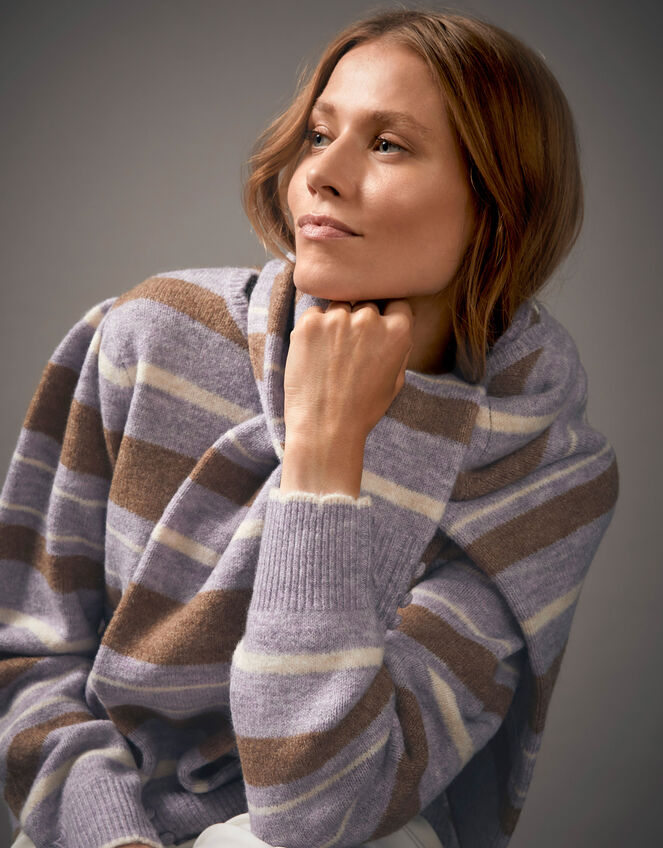 Simone Stripe Jumper, Purple (LILAC), large