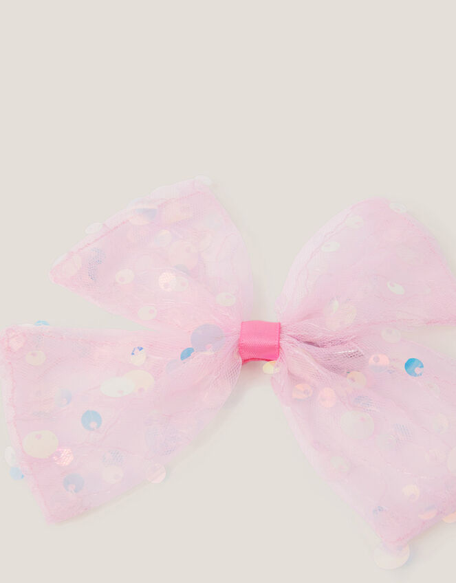 Sequin Bow Hair Clip, , large