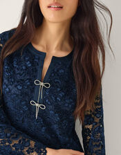 Verina Velvet Lace Mini Dress, Blue (MIDNIGHT), large