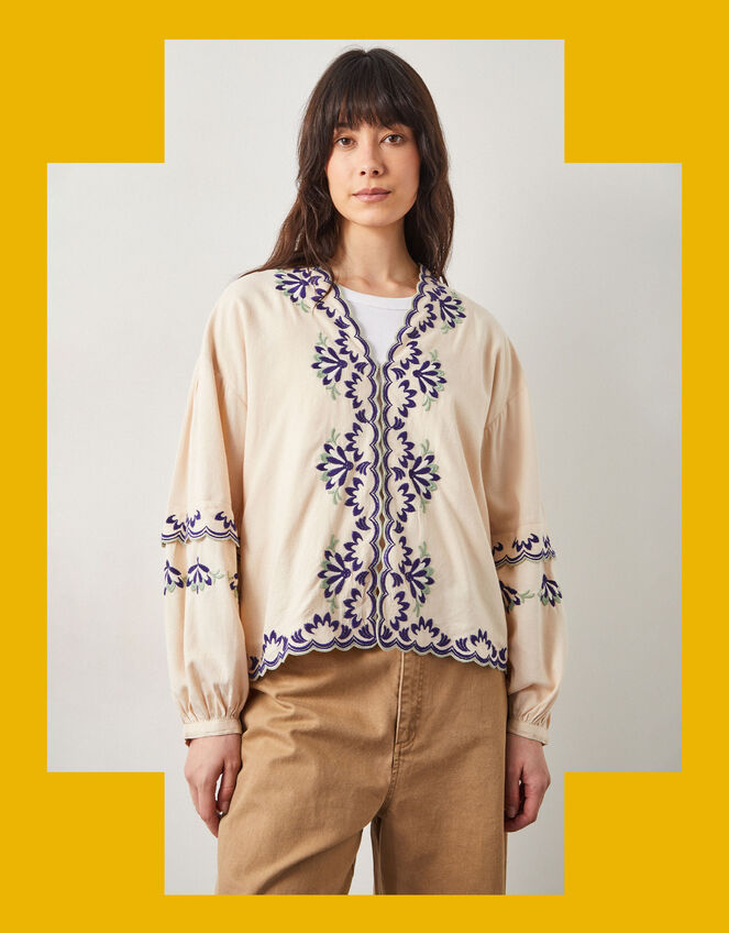 East Cresta Long Sleeve Embroidered Blouse, Ivory (IVORY), large