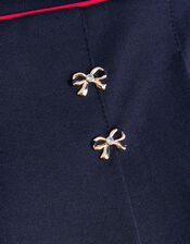 Bow Ponte Pleated Skirt, Blue (NAVY), large