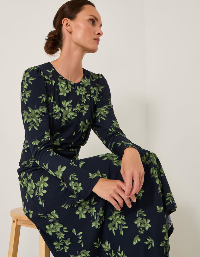 Joules Long Sleeve Jersey Midi Dress, Blue (NAVY), large