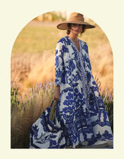 One Hundred Stars Giant Willow Print Maxi Dress, Blue (BLUE), large