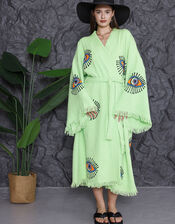 Meraki Beach Eye Print Kimono Robe, Green (GREEN), large