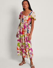 Arissa Print Dress, Ivory (IVORY), large