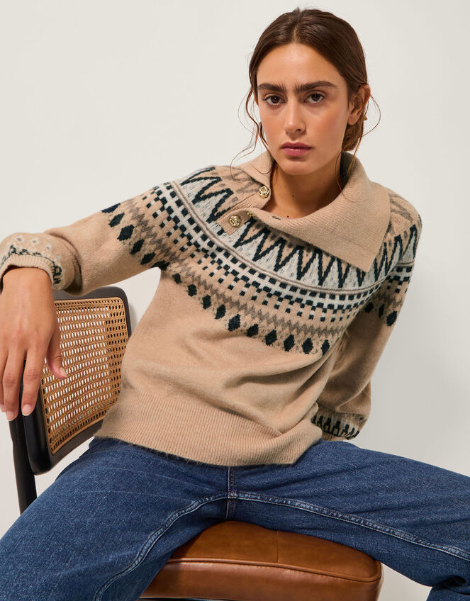 Fifi Fair Isle Jumper, Camel (CAMEL), large