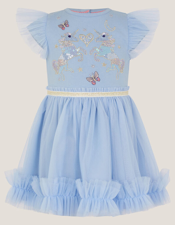 Baby Unicorn Embellished Disco Dress, Blue (BLUE), large