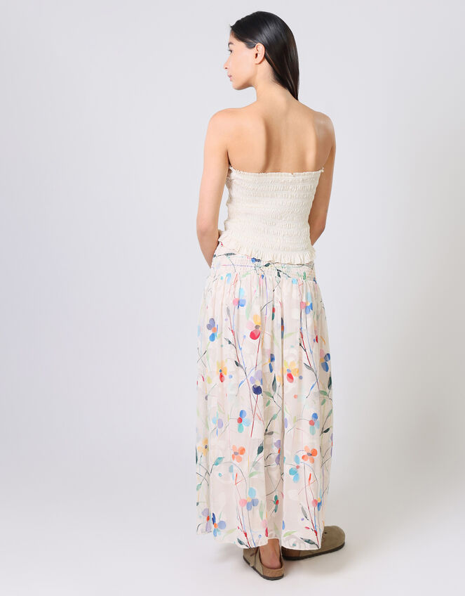 Traffic People Aurora Floral Print Maxi Skirt, Cream (CREAM), large