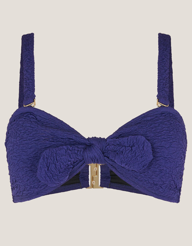 Kyla Tie Front Bandeau Bikini Top, Blue (NAVY), large