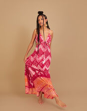 Bandhani Dye Print Maxi Dress, Pink (PINK), large