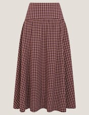 Agatha Check Drop Waist Midi Skirt, Red (CHERRY), large