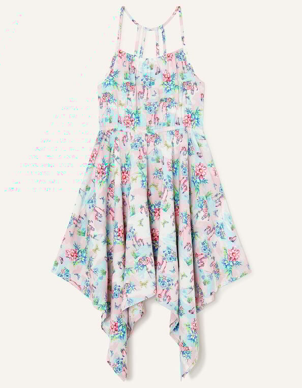 Flamingo Hanky Hem Strappy Maxi Dress, Pink (PINK), large