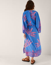 Pamela Palm Print Kaftan Dress, Blue (BLUE), large
