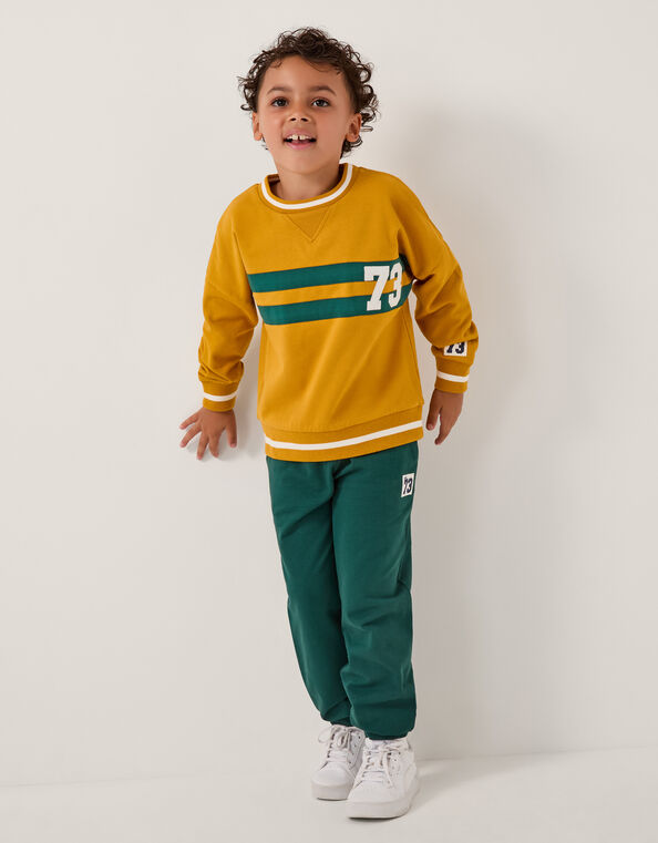 Varsity Stripe Sweatshirt, Yellow (YELLOW), large