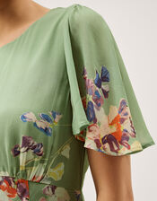Amber Flutter Floral Print Maxi Dress, Green (GREEN), large