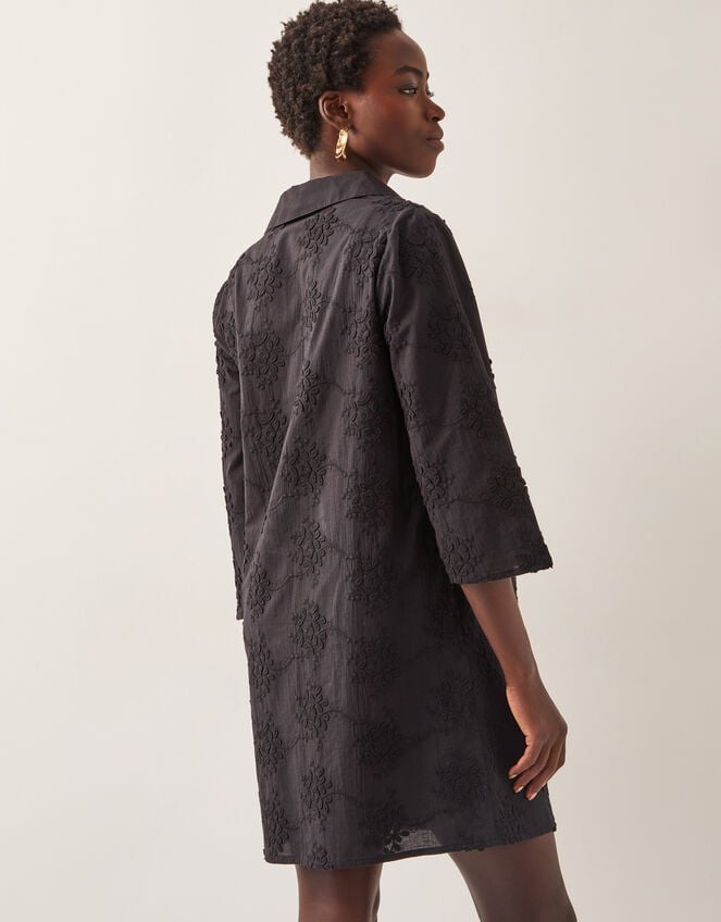 Harika Embroidered Mini Shirt Dress, Black (BLACK), large