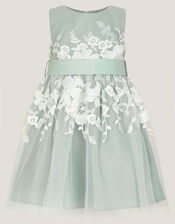 Baby Felicity Embroidered Floral Dress, Green (SAGE), large