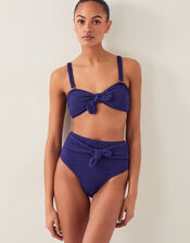 Kyla Tie Front Bandeau Bikini Top, Blue (NAVY), large