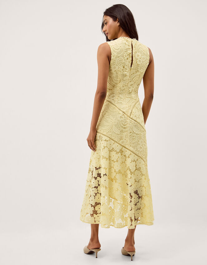 Gianna Sleeveless Lace Midi Dress, Yellow (YELLOW), large