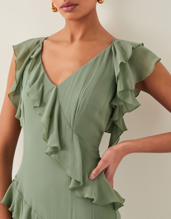 Romy Ruffle Maxi Dress, Green (SAGE), large