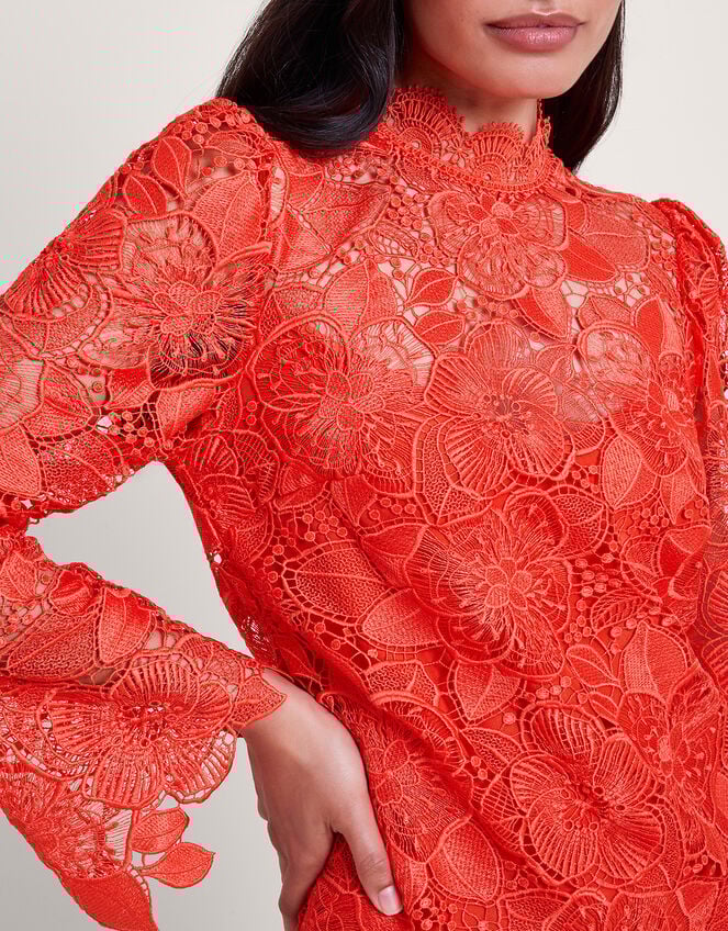 Lila Lace Tunic Dress, Orange (ORANGE), large