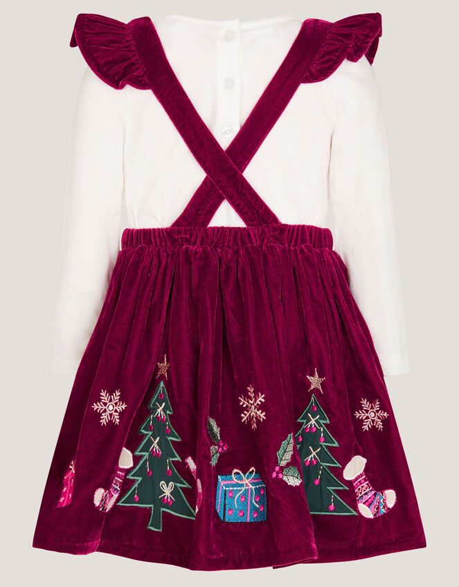 Baby Top & Christmas Pinafore Dress Set, Red (RED), large