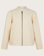 Jade Boucle Bomber Jacket, Ivory (IVORY), large