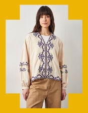 East Cresta Long Sleeve Embroidered Blouse, Ivory (IVORY), large