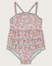Baby Ditsy Floral Frilly Swimsuit, Pink (PINK), large