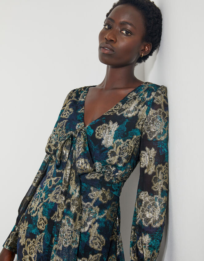 Tora Foil Floral Maxi Dress, Blue (NAVY), large