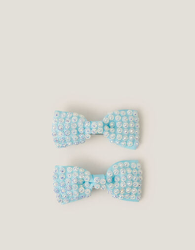 2-Pack Gemstone Bow Hair Clips, , large